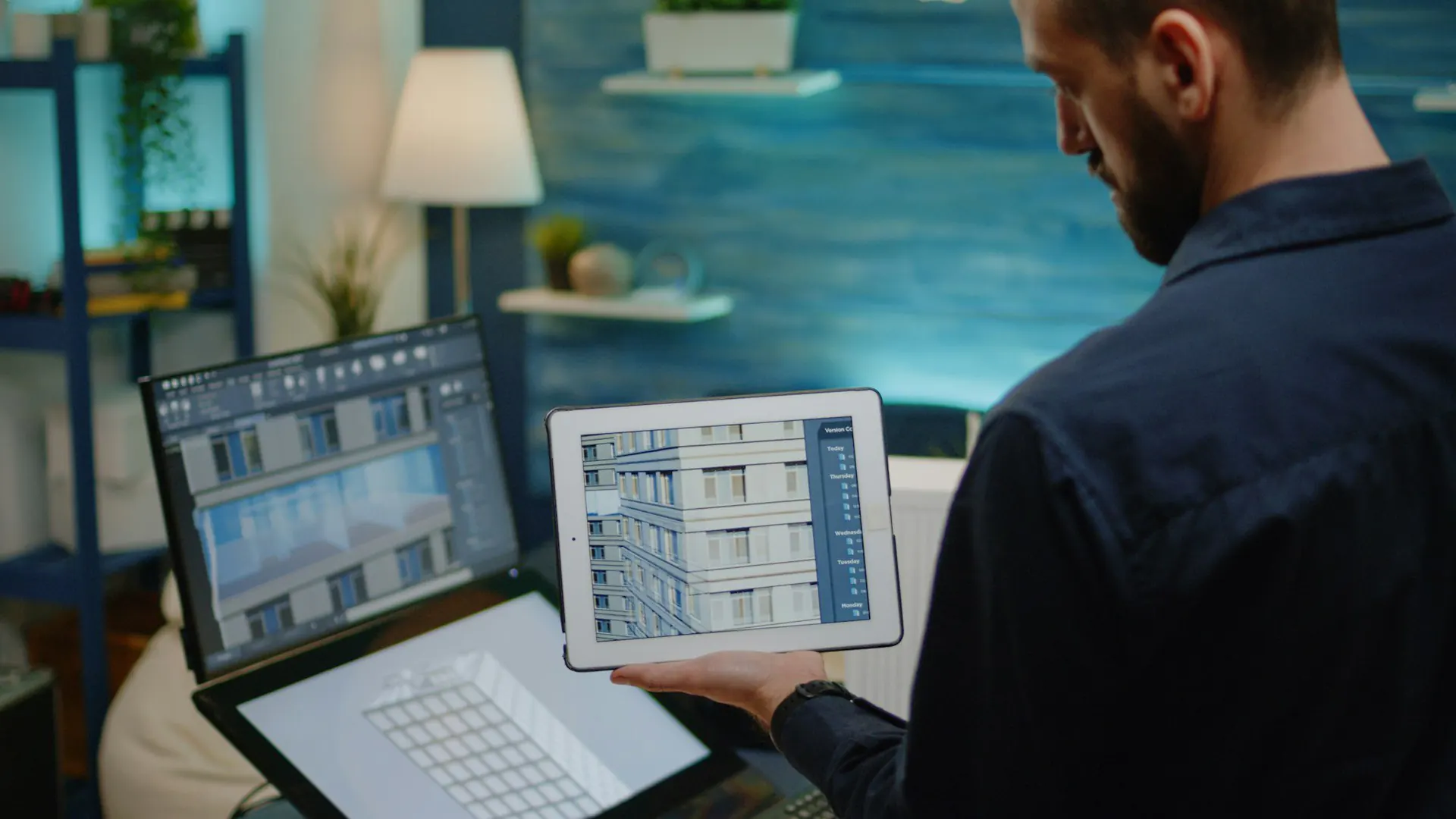 Business specialist reviewing a new enquiry on a digital tablet